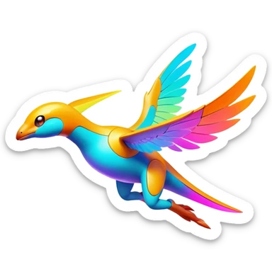 Colorful Neon Colors Vibrant Colors Flying Futuristic Fakémon-Pokémon-Creature Full Body sticker