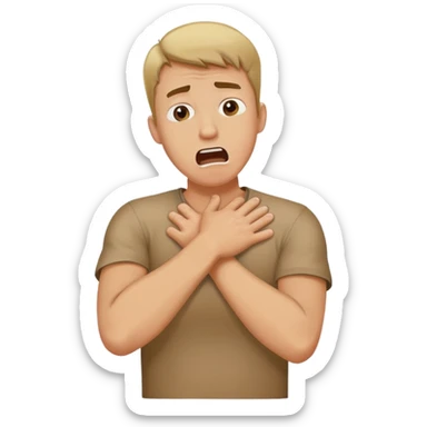 Guy crossing his arms choking himself and yelling sticker