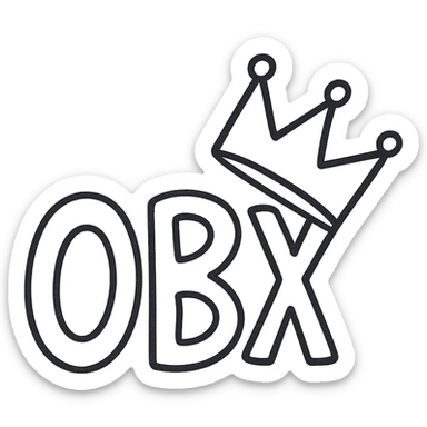 hand-drawn outlined style OBX letters with a tilted crown on top sticker