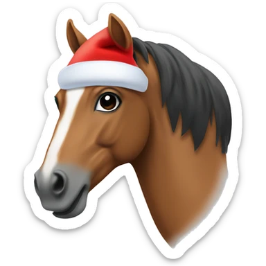 horse with santa hat sticker
