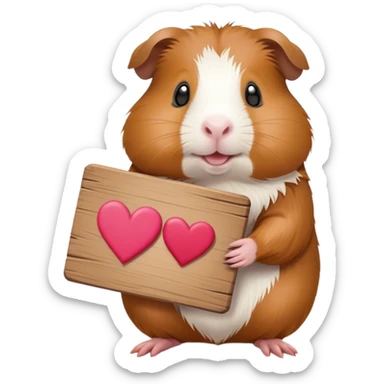 Guinea pig holding a sign that says happy Valentine’s Day sticker