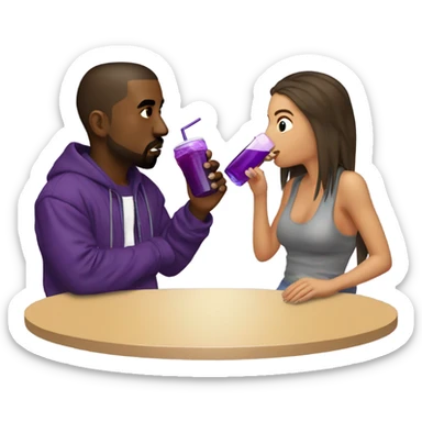 kanye west and hawk girl sipping purple drink sticker