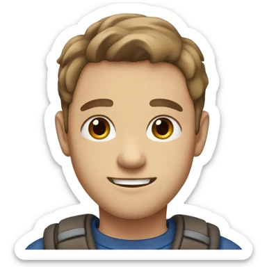 A 16 old boy with brown hais and blue grey eyes sticker