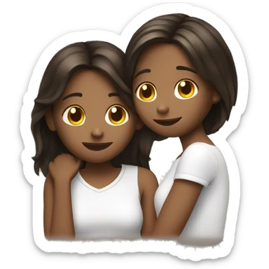 friend comforting friend both brunette white sticker