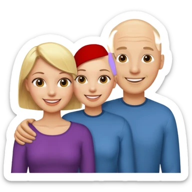 Two blonde women and a man with bald head sticker