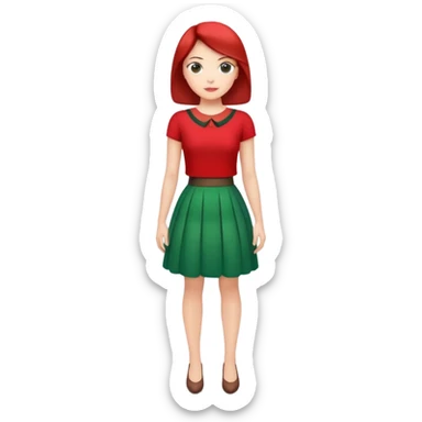 elegant dress with red top and green skirt sticker