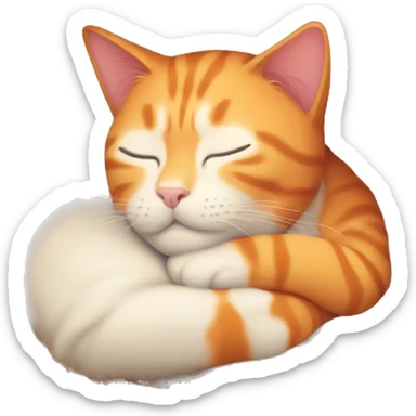 Orange cat cuddling and sleeping sticker