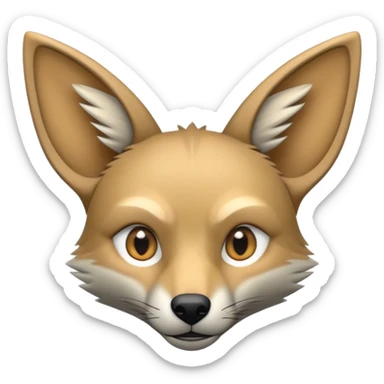 An emoji of a jackal, with a sleek, slender body and pointed ears. Its fur is a mix of tan and gray, with sharp, observant eyes. It has a cunning, alert expression, symbolizing intelligence and adaptability sticker