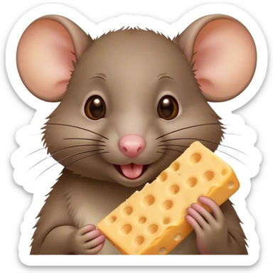 Rat eating cheese and crackers  sticker