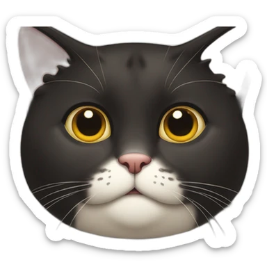 Black extremely fat cat surprised face  sticker