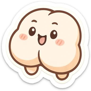 a white cartoon butt, outlined, fun expression, chibi style sticker