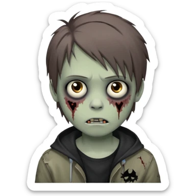 boy zombie with brown middlepart hair emo sticker