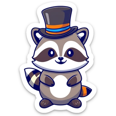 raccoon tipping top hat sticker