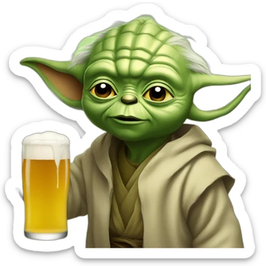 yoda who drink a beer sticker