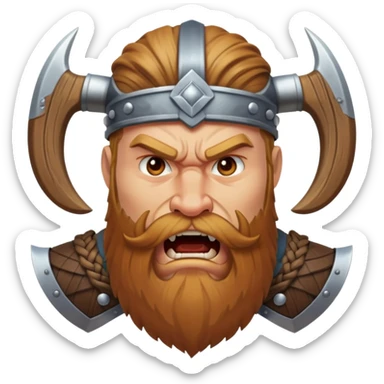 Viking with beard in rage sticker
