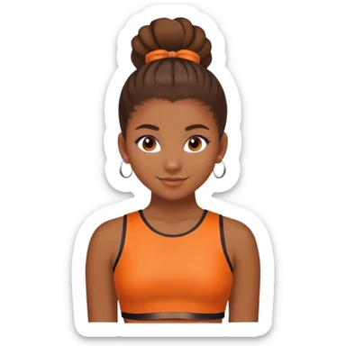 - Nữ
- 15 tuổi
- Da nâu
- Tóc búi cao gọn gàng
- thân thiện ,xinh
- Mặc áo cổ vũ cam
- ảnh chân dung, không cần tay sticker