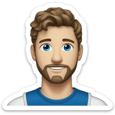 a 21 year old white scandinavian man with a goatee beard and dark brown short wavy brown hair with blue eyes sticker