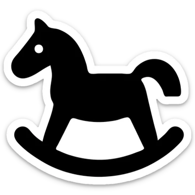 rocking horse, solid icon style, bold silhouette, easily recognizable sticker