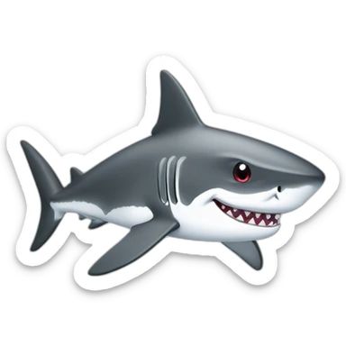 black and white countours cartoon shark standing with a camouflage cap on its head sticker