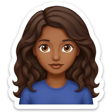 mujer trigueña oscura ,  pelo ondulado,  pelo largo  color marron oscuro, ojos marrones oscuros sticker