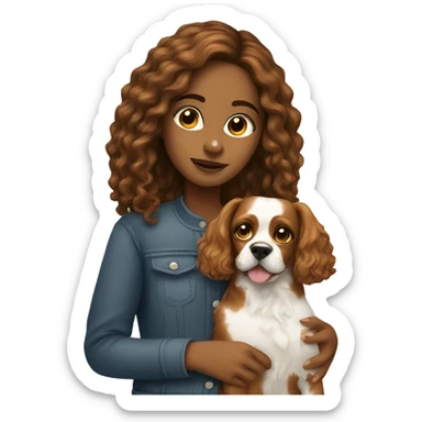 girl with dog cavalier  sticker