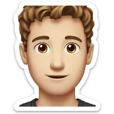 cute white young guy with brown hair and big brown eyes  sticker