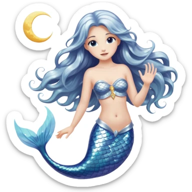 Lunar mermaid and the moon with more details  sticker