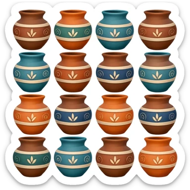 clay pottery with diffetent motifs sticker