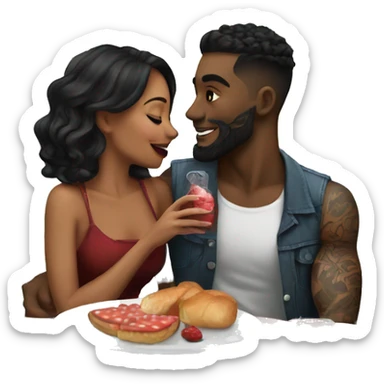 Romantic picnic date for beautiful tattooed couple sticker