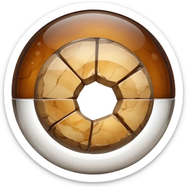 A glass marble with a half potato inside sticker