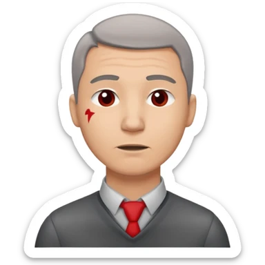 a man teacher, head is tilted, with an aching logo beside the neck sticker