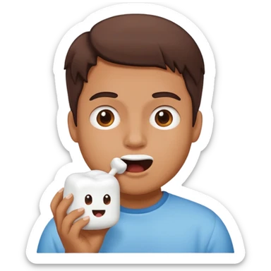 Marshmallow in mouth sticker