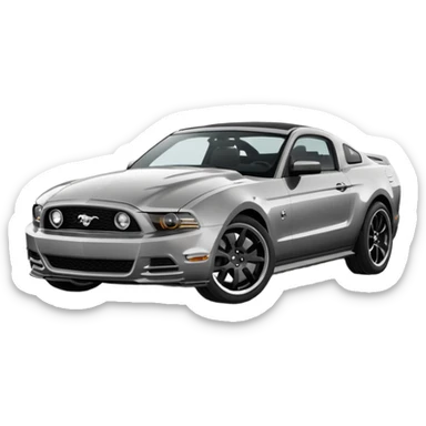 Grey 2014 mustang with black wheels and tinted windows sticker