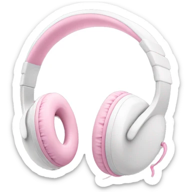 White apple headphones with light pink bows  sticker