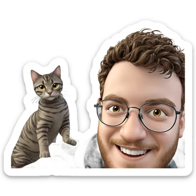 smiling boy with glasses indoors sticker