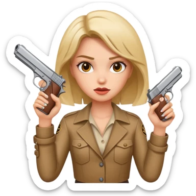 Crazy Girl with one handgun  sticker