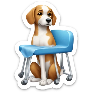 sad dog getting knee surgery sticker