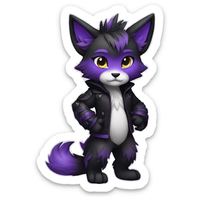 Anthro-Edgy-Cool-Black-Purple-Contrast-Colors-Fantasy-Fur-Sona-Chibi-Shiny-Fakémon-Hybrid full body sticker