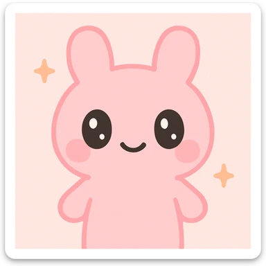 cute pink animal character, kawaii style, big eyes, soft features, pastel pink color palette sticker