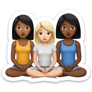 black woman with black hair and one blonde white girl friends sitting in a row sticker