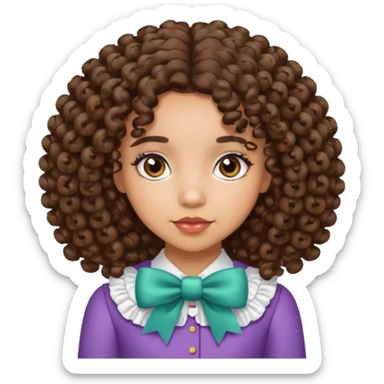 lightskin girl with medium length curly hair and bows sticker