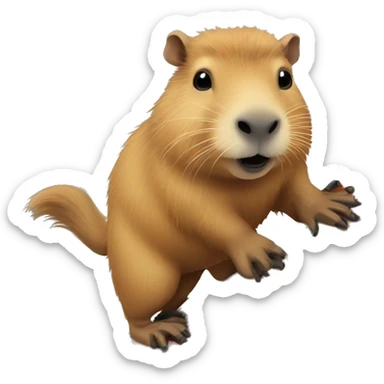 Capybara snowboarding sticker