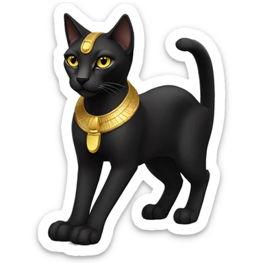 Black Egyptian Cat. Golden Anubis-Rings and yellow markings. Full body sticker