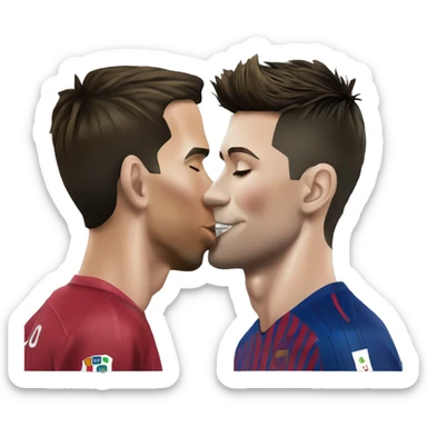 cristiano ronaldo kissing leo messi sticker