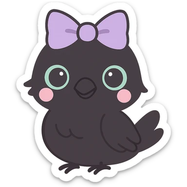 Replace the pet with a cute gothic raven, keeping the kawaii gothic style, and preserve the transparent background. sticker