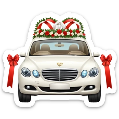 luxury car with wedding decorations, horizontal sticker