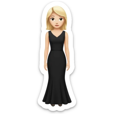 Blonde white woman in long fitted black dress  sticker