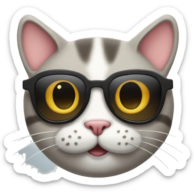 Cat with smile and sunglasses with heart eyes sticker