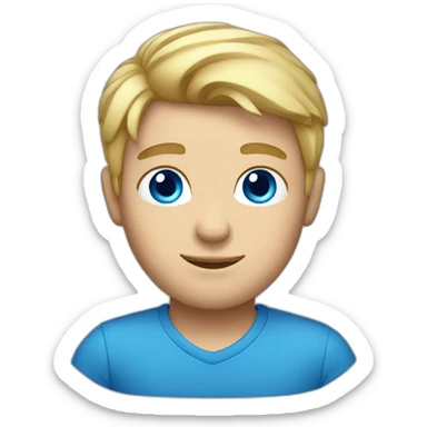 male, blue eyes, blonde hair, blue shirt, big head sticker