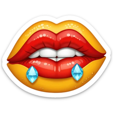 Rhinestone printed kiss mark sticker